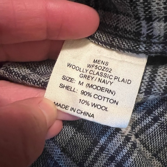 Woolly Dry Goods Cotton/Wool Navy/Gray Plaid Button Down - Picture 7 of 12